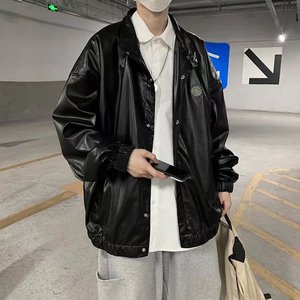 男秋冬长袖皮夹克外套机车皮衣W312P65图片