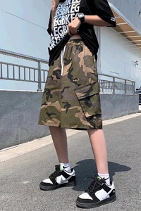 潮男运动裤青春潮流直筒军绿色休闲裤夏季五分裤迷彩QG04P30图片