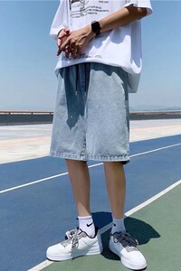 夏季微弹ins五分裤日系牛仔裤D3007P35图片