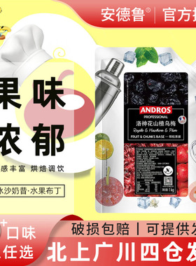 Andros安德鲁洛神花山楂乌梅颗粒果酱1kg 西点奶茶饮品颗粒酱