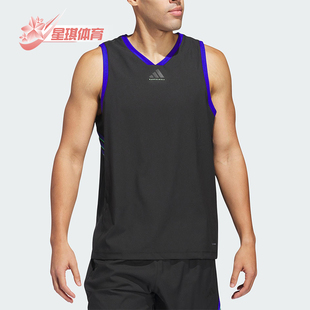 阿迪达斯正品 经典 春季 男士 篮球透气运动V领背心JN0338 新款 Adidas