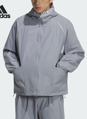Adidas/阿迪达斯官方正品2025夏季款男士宽松梭织连帽外套KC6065