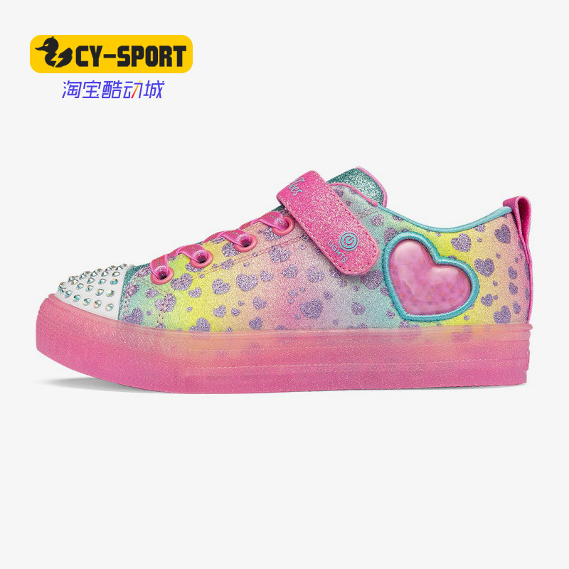 Skechers/斯凯奇正品春秋女大童魔术贴渐变梦幻闪灯帆布休闲鞋