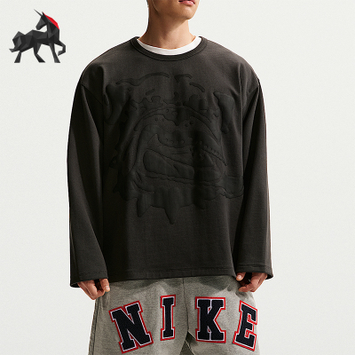 Nike/耐克正品2026男士针织超宽松潮流印花拼接长袖T恤IF2234-060