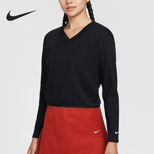 Nike/耐克正品2025秋季款女士耐穿V领高尔夫长袖上衣IH1946-010
