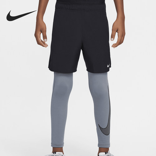 Nike/耐克正品Dri-FIT大童薄绒印花训练运动紧身裤HF4364-084