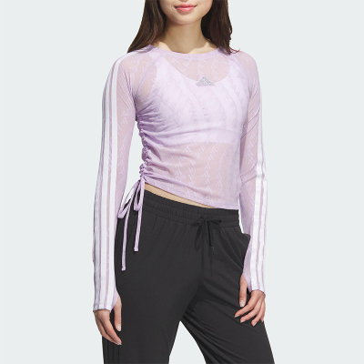 Adidas/阿迪达斯正品2025夏季款女士透气三条纹收腰长袖KB7608
