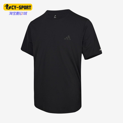 Adidas/阿迪达斯正品圆领套头T恤新款男黑色短袖T恤KX2742