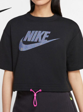 Nike/耐克正品女子短款露脐宽松休闲运动短袖T恤 DD2087-010