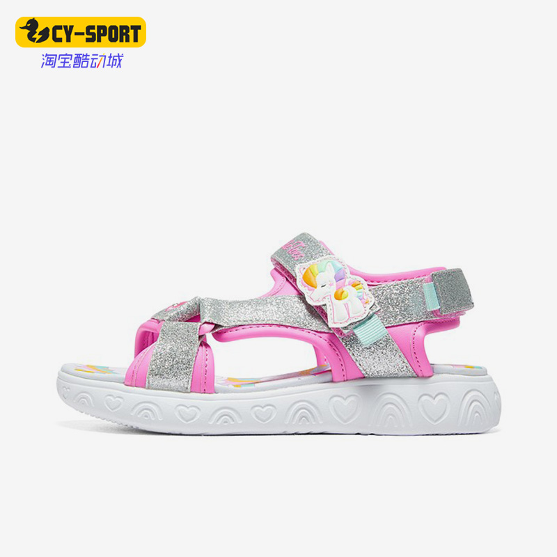 Skechers/斯凯奇正品夏大童闪灯凉鞋魔术贴沙滩鞋凉鞋314885L