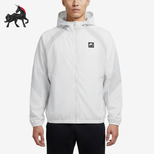 Nike/耐克正品AirWVNJKT新款男白灰色经典连帽夹克外套HJ0635-009