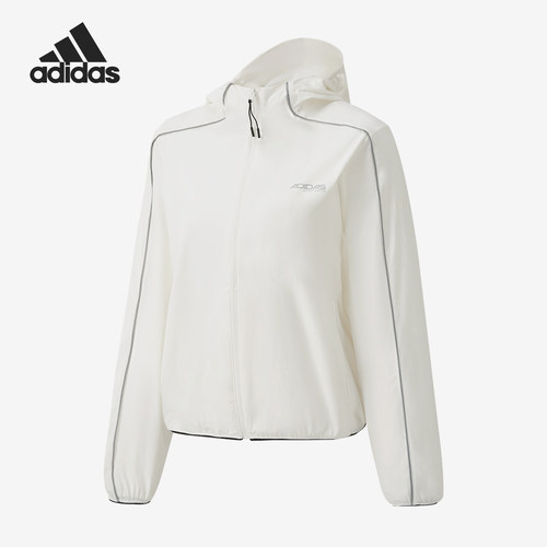 Adidas/阿迪达斯正品女连帽外套户外休闲外出经典夹克外套KQ5374
