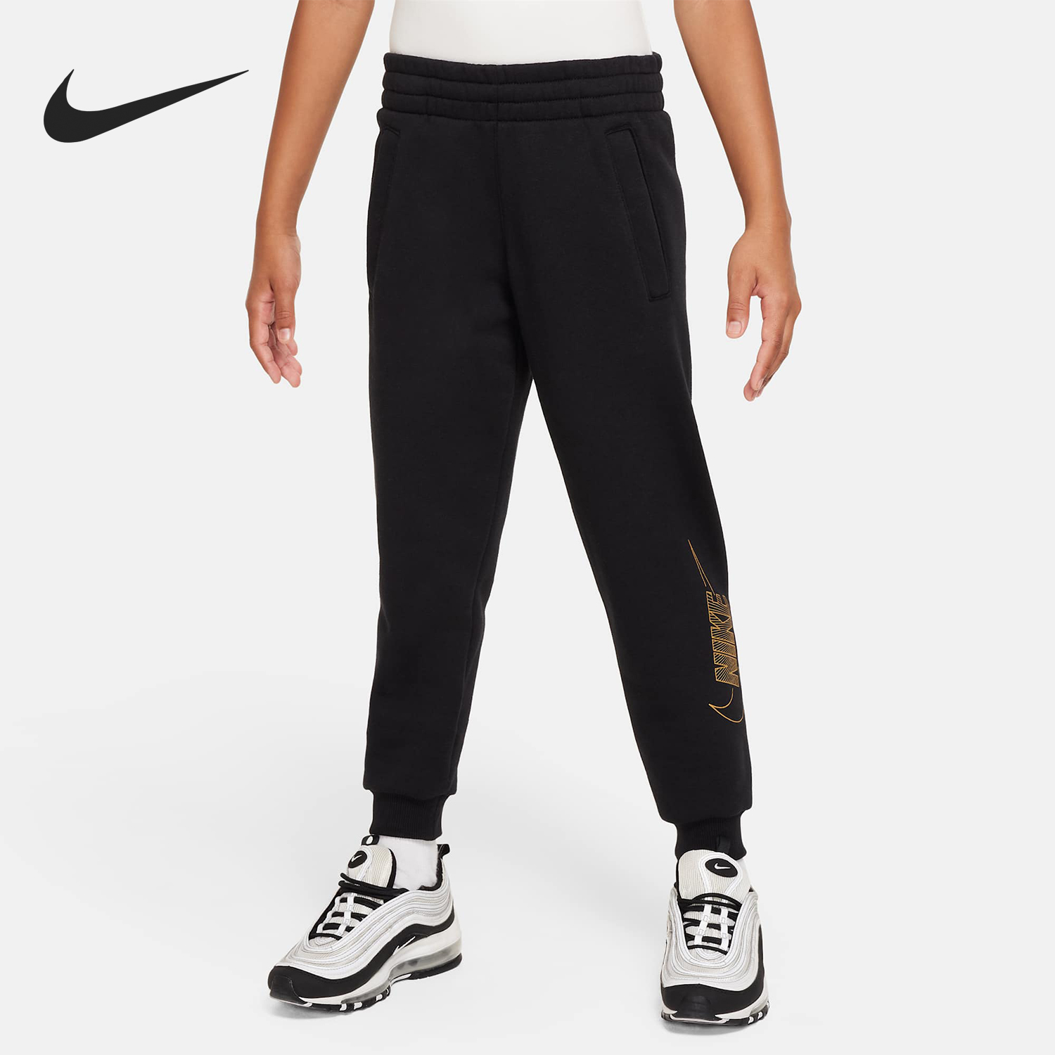 Nike/耐克正品运动大童针织束脚宽松休闲收口长裤FJ6167-010