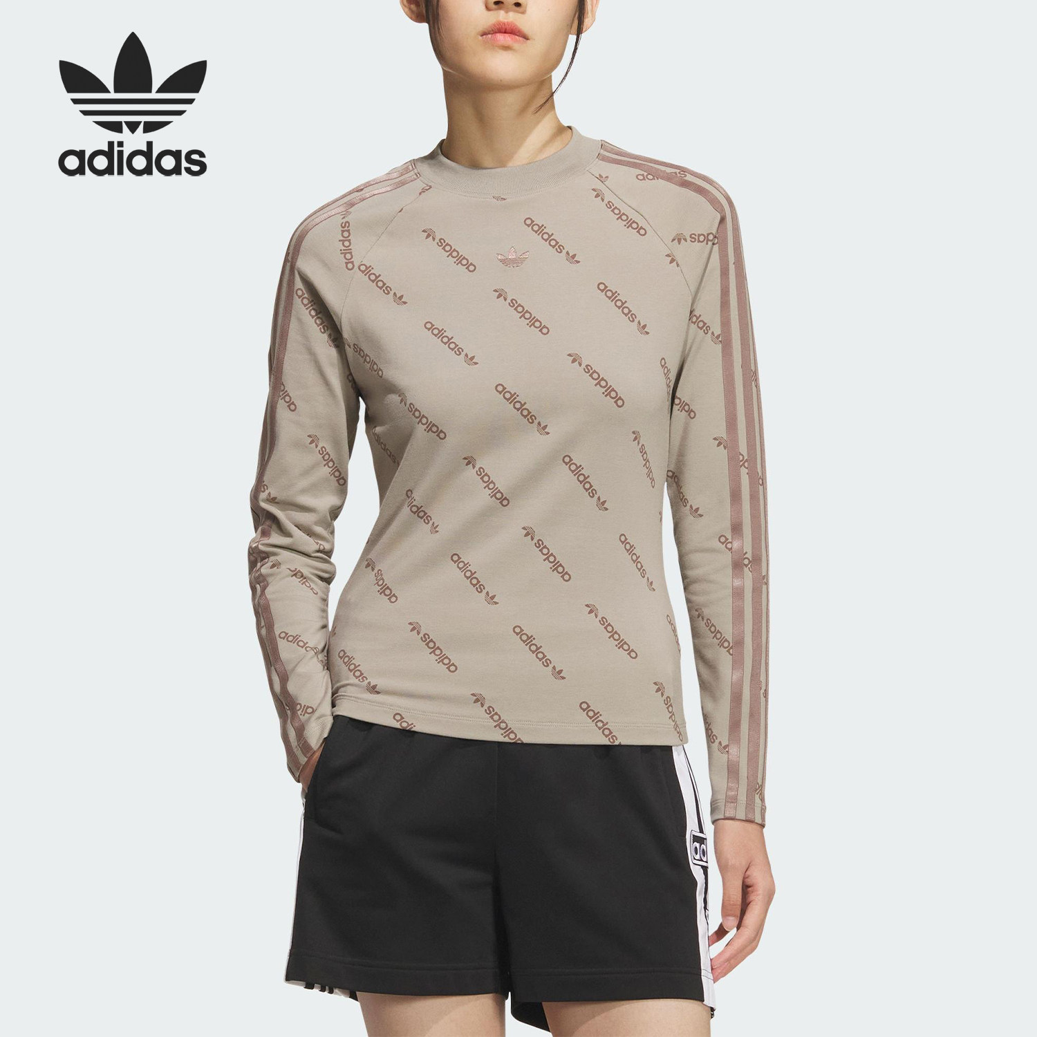 Adidas/阿迪达斯官方正品三叶草女士满印花运动休闲长袖KS8493,运动服/休闲服装,运动T恤,淘宝优惠券,粉丝福利购,淘宝优惠卷