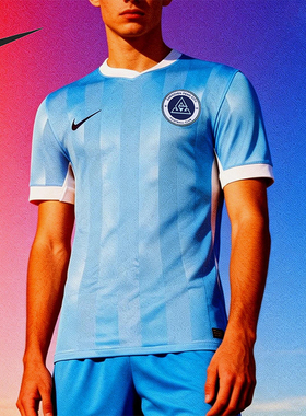 Nike/耐克正品Dri-FIT新款男蓝白色轻盈经典足球短袖IQ0592-412