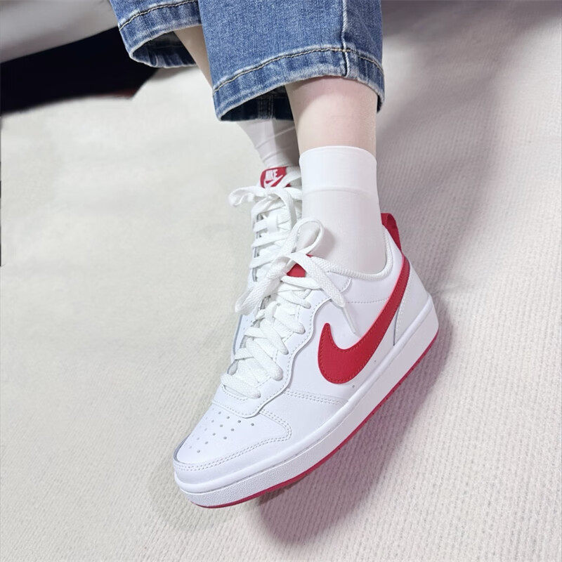 当季新款女鞋Nike耐克鞋子正品低帮板鞋轻便运动鞋白红休闲鞋