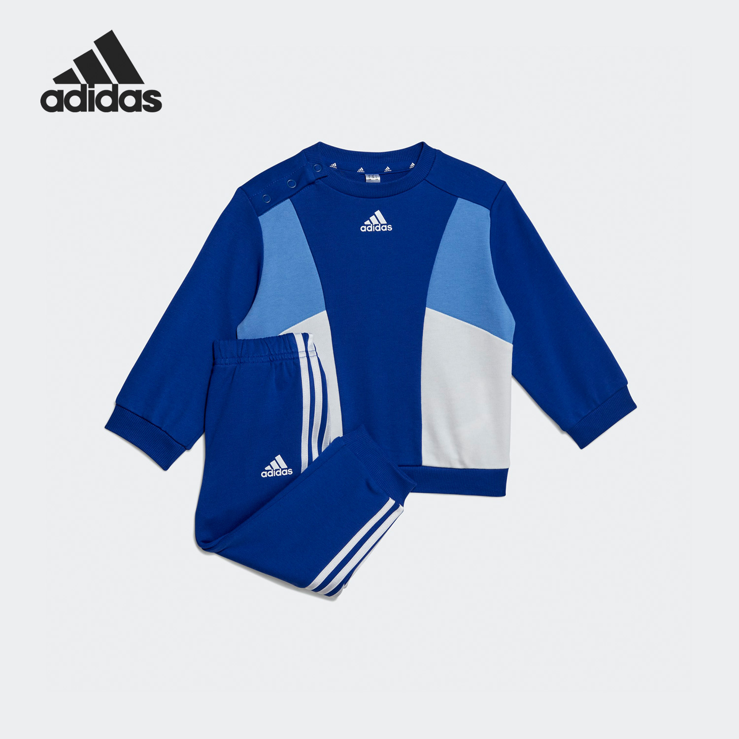 Adidas/阿迪达斯正品新款婴童运动罗纹圆领长袖套装HR5877