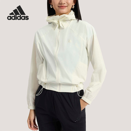 Adidas/阿迪达斯正品2026女士梭织经典连帽夹克早春薄外套KH2713