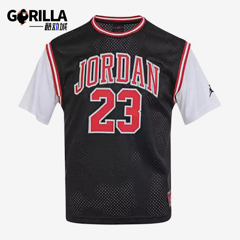 Nike/耐克正品JORDAN新款男黑白色休闲篮球经典短袖T恤HM4772-010