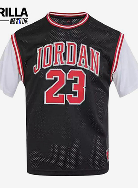 Nike/耐克正品JORDAN新款男黑白色休闲篮球经典短袖T恤HM4772-010