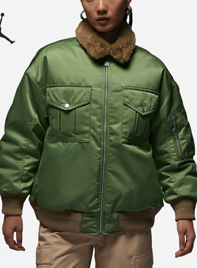 Nike/耐克官方正品JORDAN女士时尚翻毛领保暖运动棉服FB5089-340