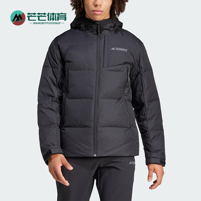 阿迪达斯男士连帽户外休闲羽绒服