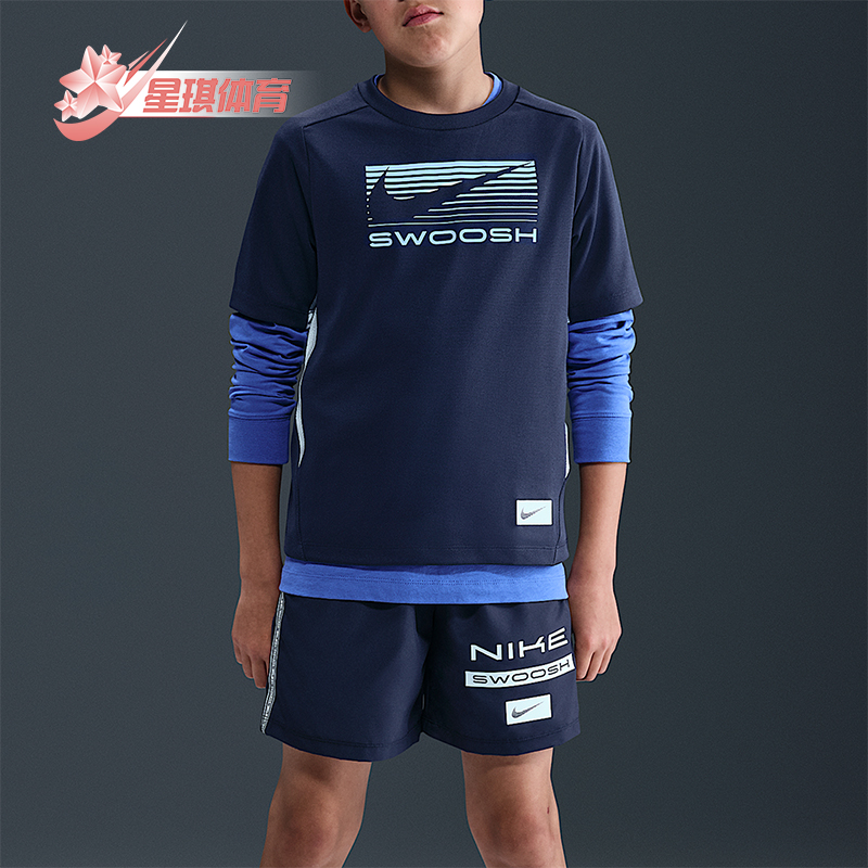Nike/耐克正品Dri-FIT大童运动印花透气休闲耐穿短袖HJ3743-410
