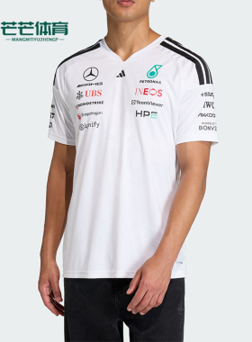 Adidas/阿迪达斯正品新款男白黑色赛车观赛速干经典短袖T恤KF0160
