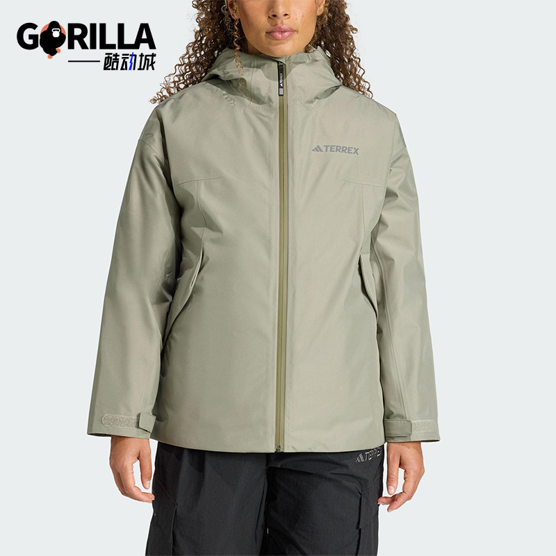 Adidas/阿迪达斯正品2025秋季款女士日常连帽三合一冲锋衣JV6244