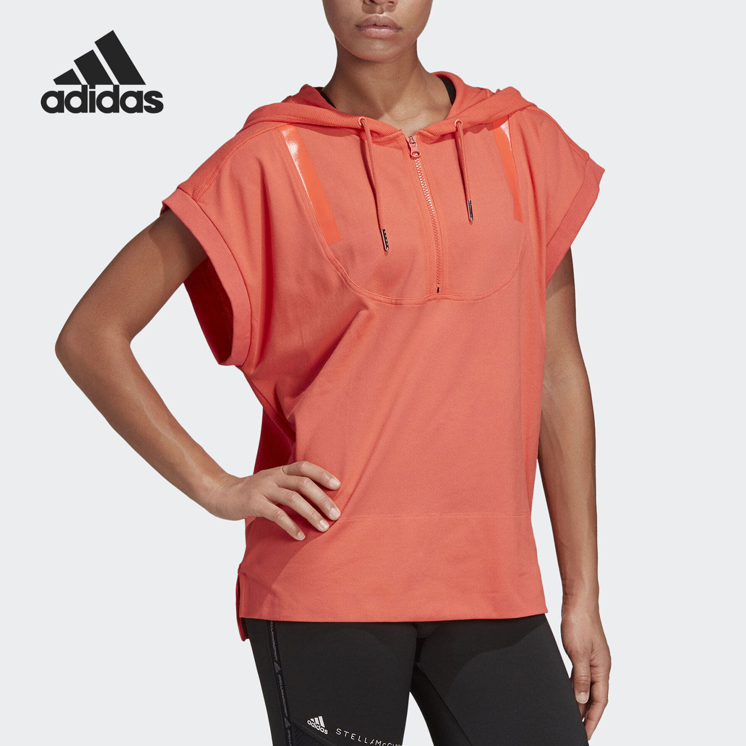 Adidas/阿迪达斯正品2021年夏季新款女子透气无袖连帽衫 DU0249