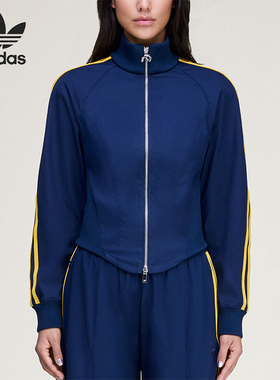 Adidas/阿迪达斯正品三叶草新款女蓝黄色经典出行夹克外套KD1485