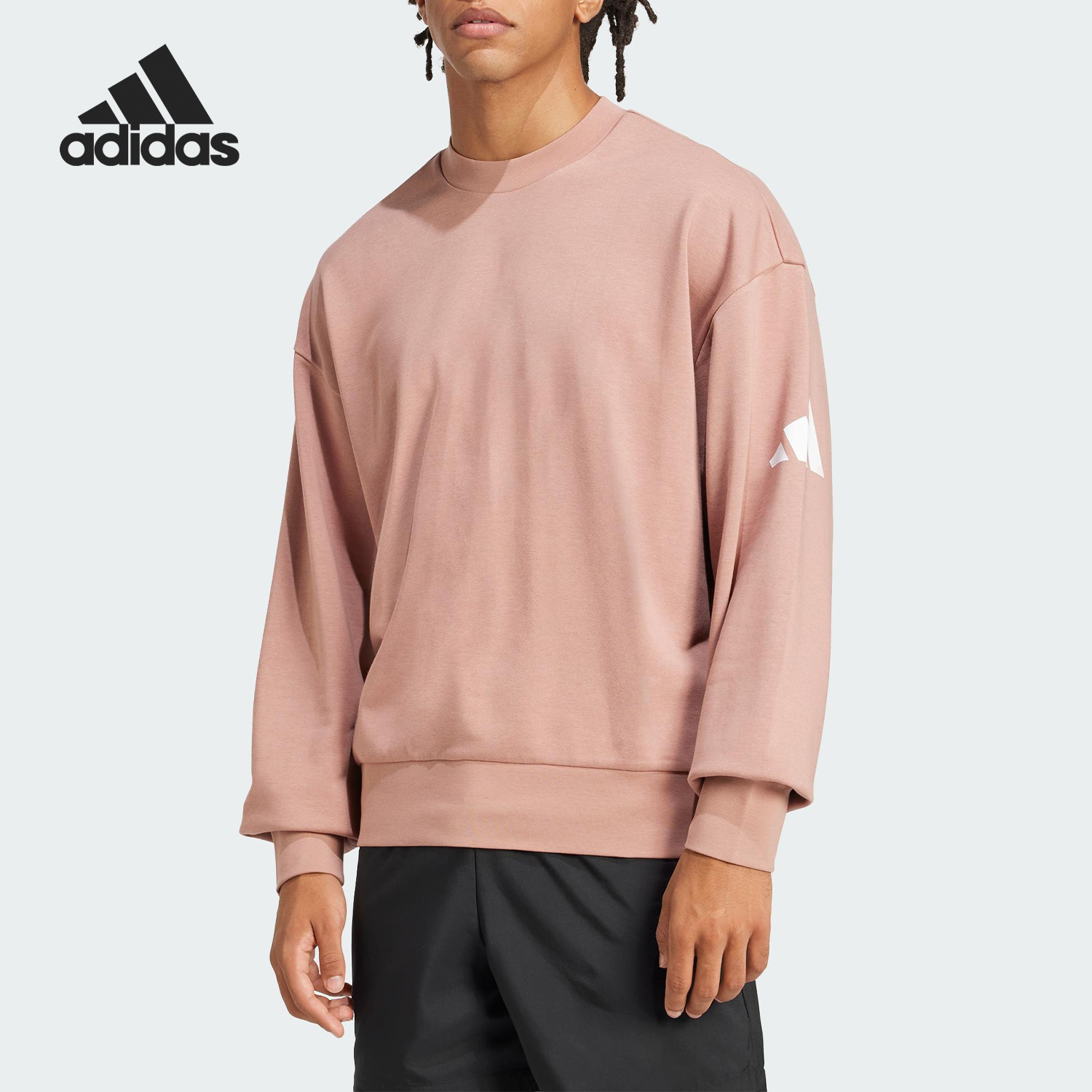 Adidas/阿迪达斯官方正品新款男士圆领针织休闲保暖卫衣JF3579