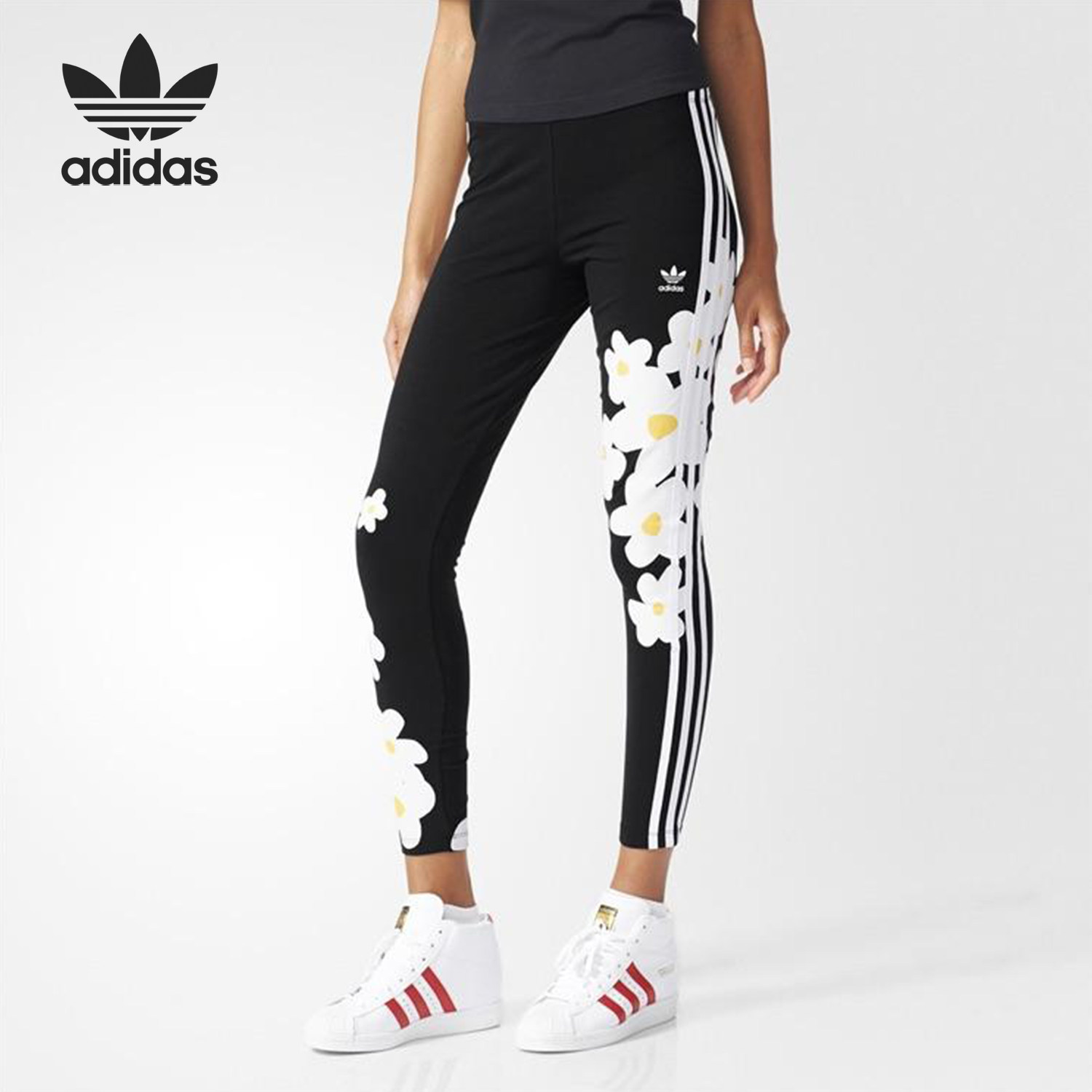 Adidas/阿迪达斯官方正品女士印花小脚紧身舒适运动休闲裤AO3165