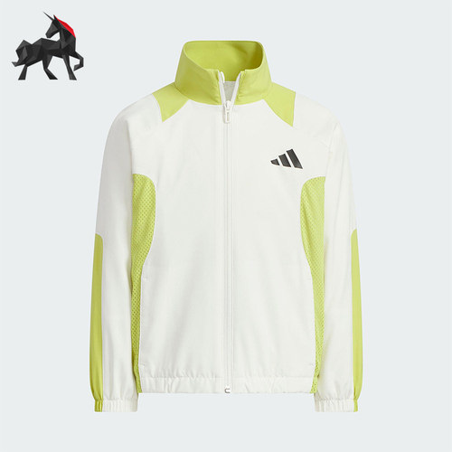 Adidas/阿迪达斯正品2025儿童休闲梭织立领宽松拼接外套KF4954
