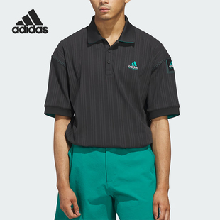 Adidas/阿迪达斯正品达斯高尔夫polo男黑色宽松短袖JW9874