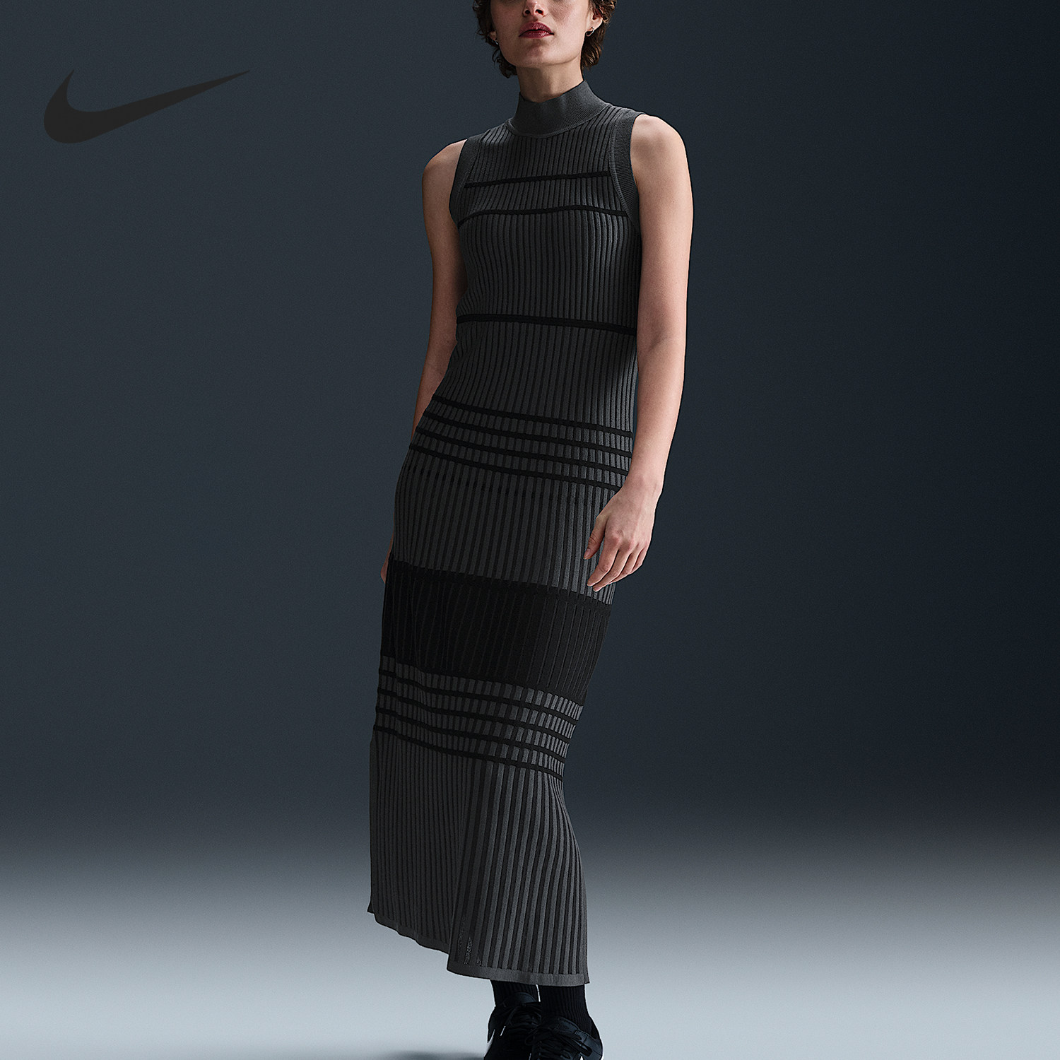 Nike/耐克官方正品女士针织透气保暖时尚无袖连衣裙HM6503-010