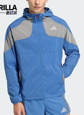 Adidas/阿迪达斯正品2025冬季款男士运动连帽拼接跑步外套KB1492