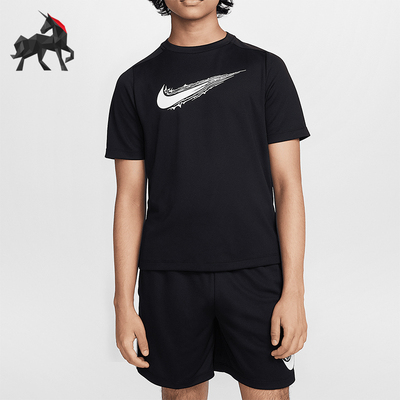 Nike/耐克正品夏季新款大童宽松透气圆领短袖T恤HF8100-010