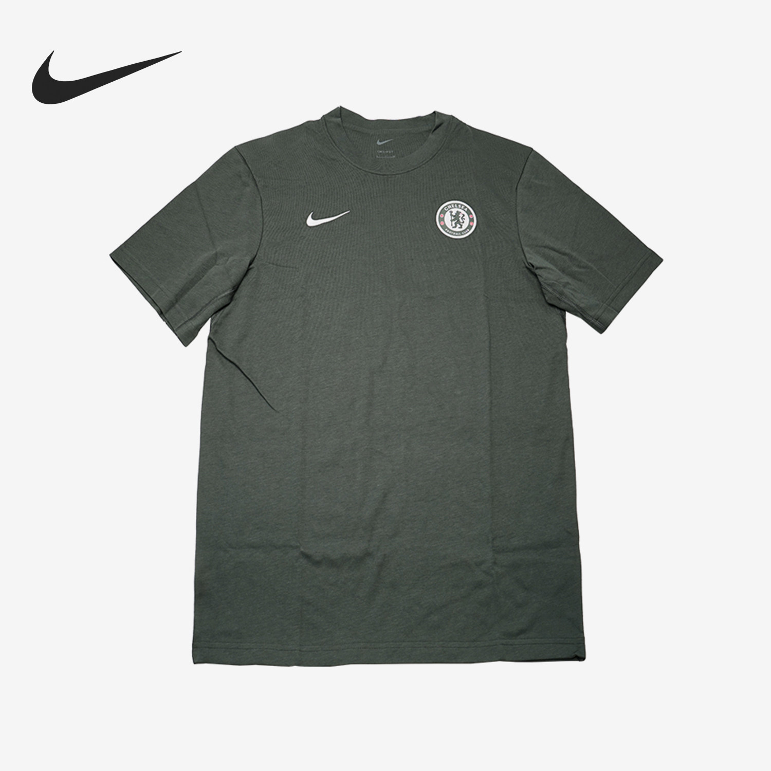 Nike/耐克官方正品切尔西新款男军绿色足球速干短袖T恤IB0120-371