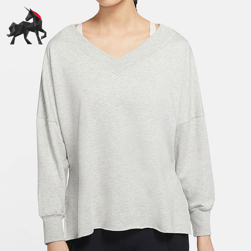 Nike/耐克正品YOGA女子运动V领宽松透气长袖卫衣套头衫CU5491-050