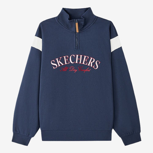 Skechers斯凯奇正品儿童新年系列立领字母长袖T恤L126U013-002Z