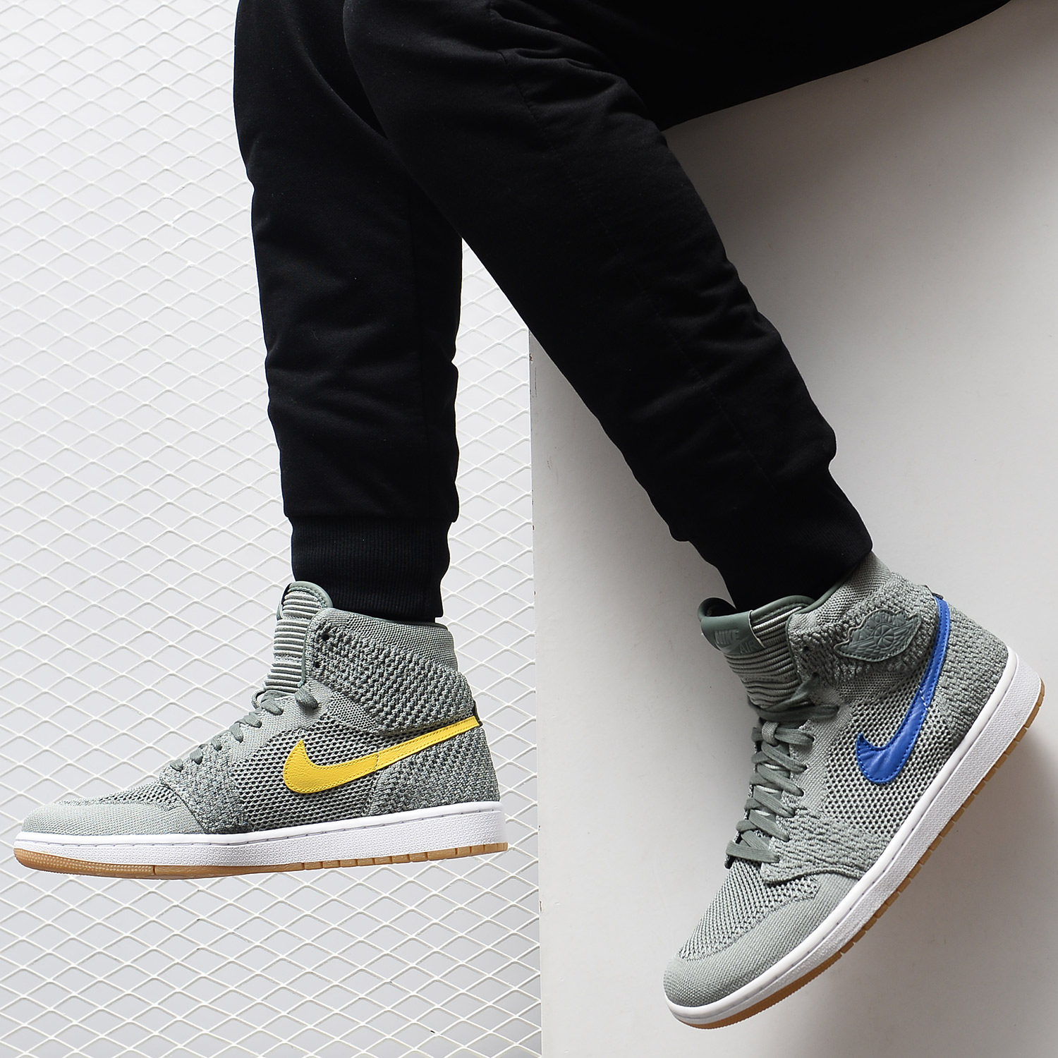 Nike/耐克正品 Air Jordan 1 Flyknit 乔1AJ1黑蓝男篮球鞋919704