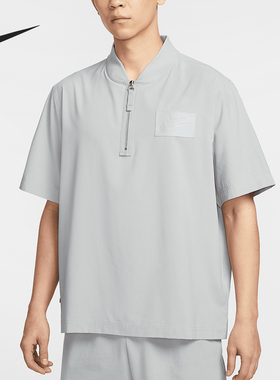 Nike/耐克官方正品2025男士简约半拉链休闲透气短袖T恤HJ4214-012