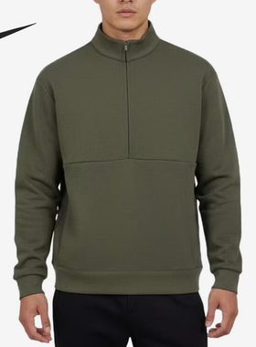 Nike/耐克正品新款男绿色纯色立领套头经典休闲卫衣HQ6954-325