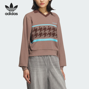 Adidas 三叶草女士运动翻领宽松复古卫衣KC2690 阿迪达斯官方正品