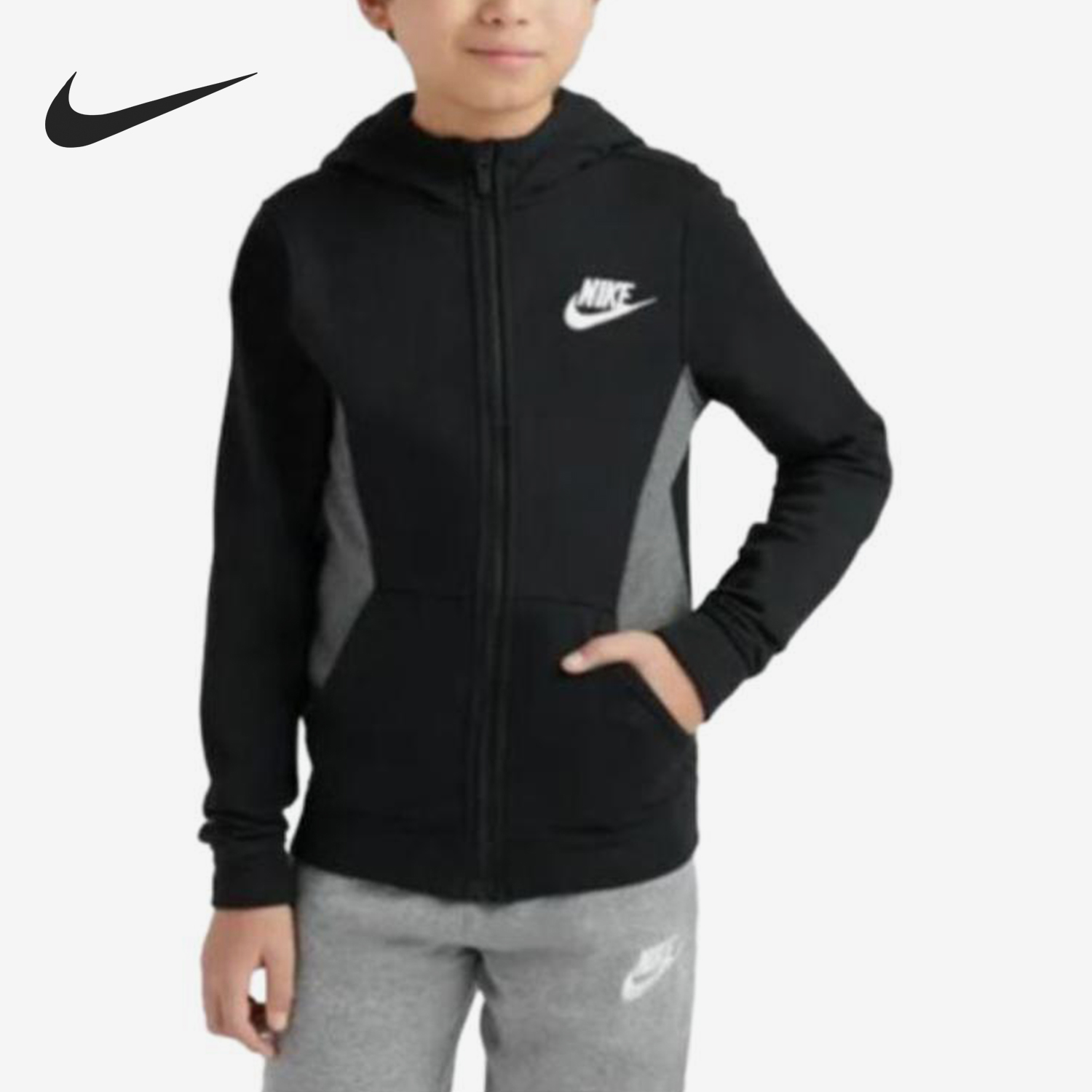 Nike/耐克正品秋冬大童运动保暖休闲针织拼接外套939639-010
