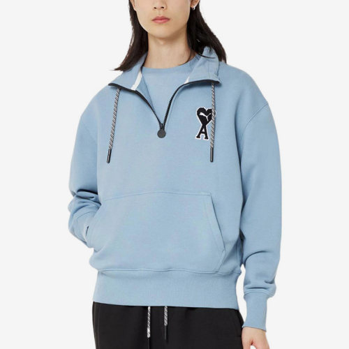 Puma/彪马正品x AMI男女同款抽绳半拉链连帽卫衣535993-73