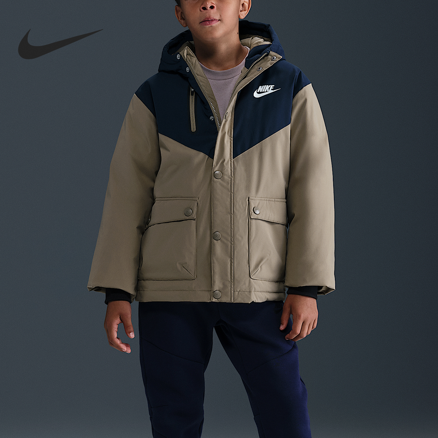 Nike/耐克正品冬季大童复古户外训练工装羽绒服IQ9990-247