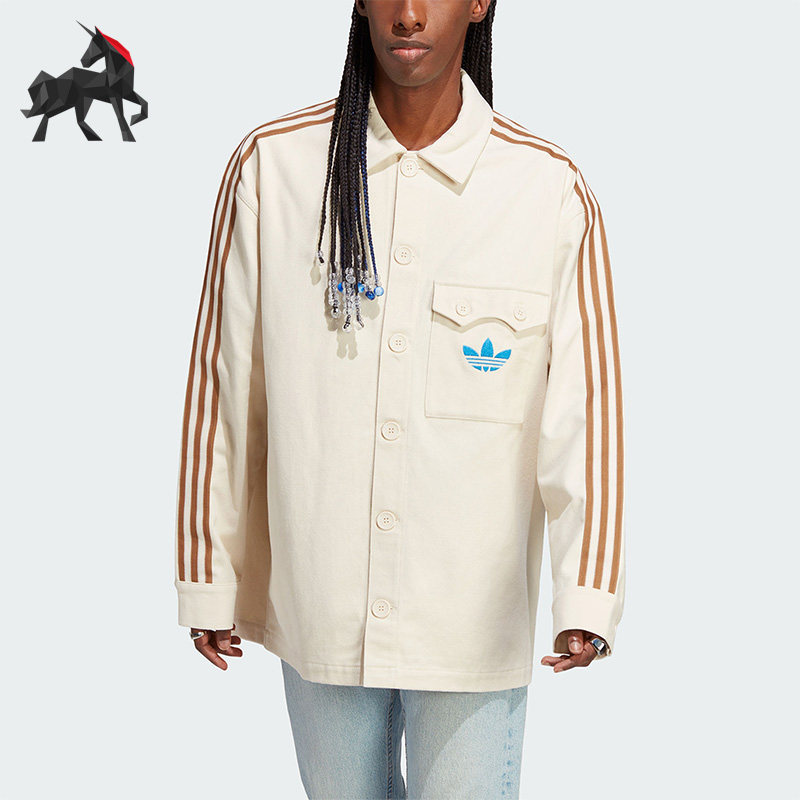 阿迪达斯男子休闲透气长袖衬衫