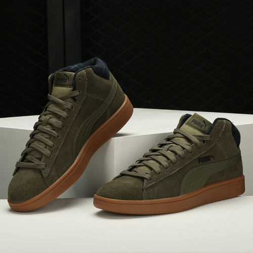 Puma/彪马正品 Smash v2 男女复古翻皮毛中帮休闲板鞋385174